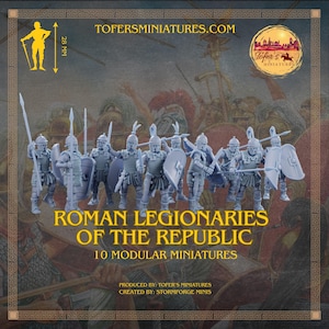 Miniaturas modulares de los Legionarios Romanos de la República. Miniaturas de 28 mm (juego de 10). Ideales para juegos como Hail Caesar y otros wargames.