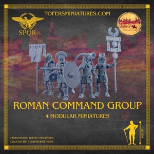 Juego de 4 miniaturas modulares de grupos de mando romanos. Miniaturas de 28 mm (juego de 4)