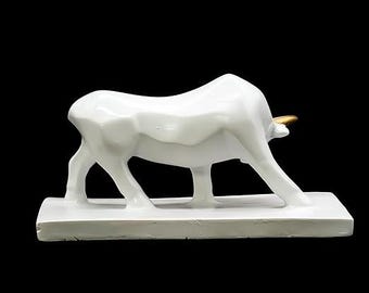 Escultura artesanal de toro, adorno abstracto de animales para decoración del hogar