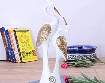 Pareja de cisnes y patos besándose, figuras decorativas para el hogar, ideales para Diwali.
