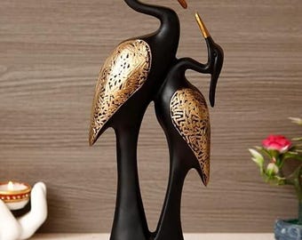 Escultura de pareja de cisnes – Elegante pieza decorativa para el hogar
