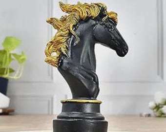 Escultura de cara de caballo con acabado antiguo, decoración artística para el hogar, figura de exhibición.