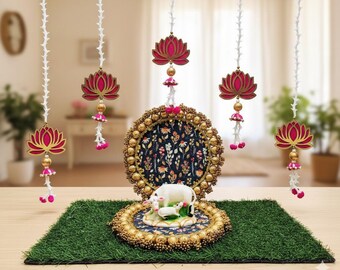 Toran de loto tradicional indio para la entrada de la casa - Guirnalda de cuentas para puerta para Laxmi Puja y festivales - Decoración colgante de flor de loto rosa