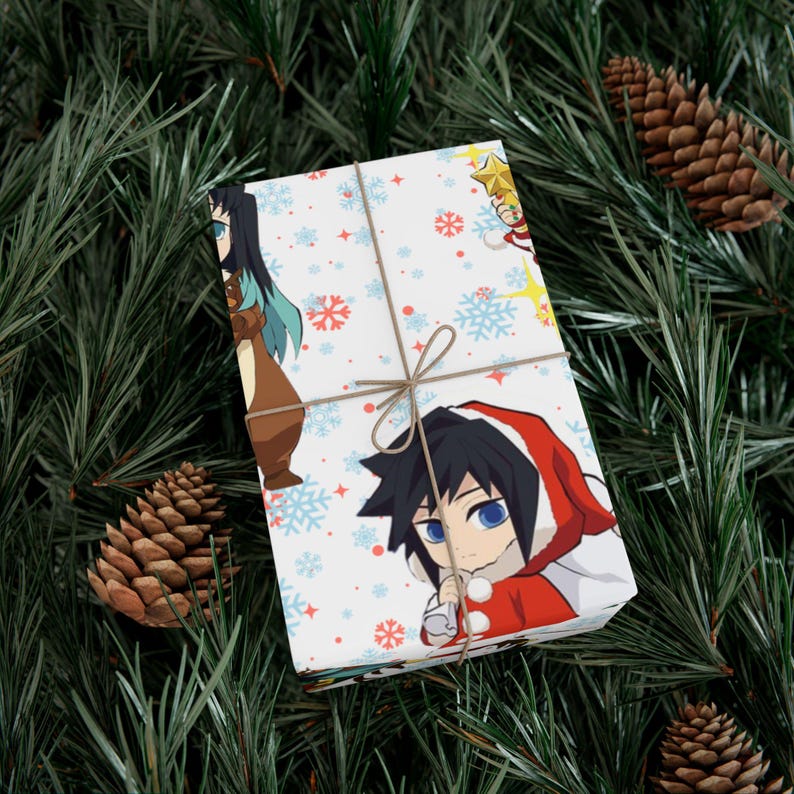 Chibi Demon Slayer Boy Edition Wrapping Paper, Anime Gift Wrap, Kimetsu no Yaiba, Anime wrapping paper, Chibi wrap, Otaku wrap, Demon Slayer image 5