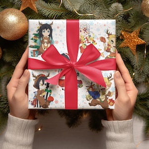 Chibi Demon Slayer Boy Edition Wrapping Paper, Anime Gift Wrap, Kimetsu no Yaiba, Anime wrapping paper, Chibi wrap, Otaku wrap, Demon Slayer image 1