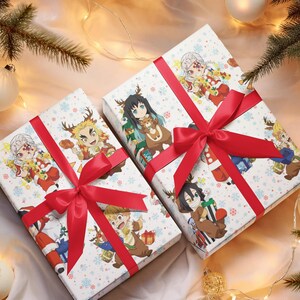Chibi Demon Slayer Boy Edition Wrapping Paper, Anime Gift Wrap, Kimetsu no Yaiba, Anime wrapping paper, Chibi wrap, Otaku wrap, Demon Slayer image 2