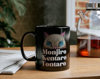 Anime Mug, Inosuke Mug, Demon Slayer mug, Anime Mug Gifts, Black mug, Coffee Mug, Anime Lover Mug