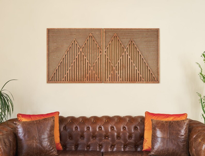 Mountain Range Wood Wall Art Geometric Wood Art Parametric Etsy