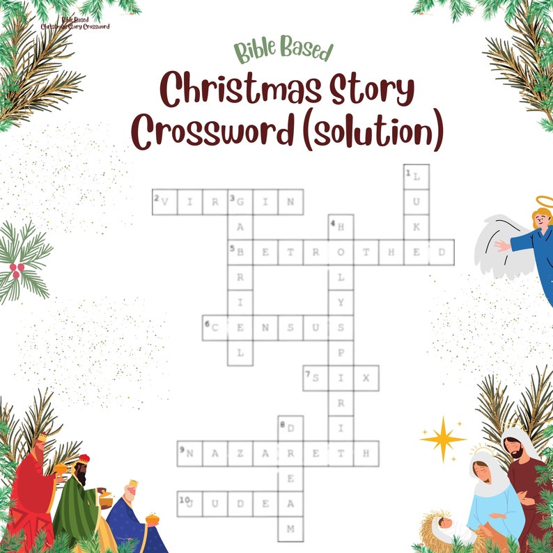 Bible Based Christmas Crossword, Crossword With Answers, Printable