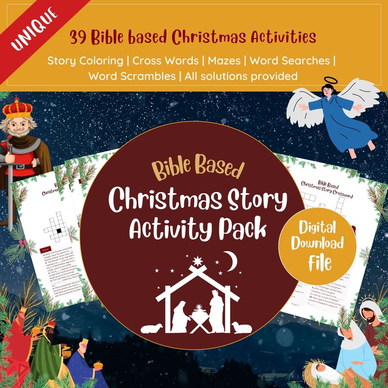 39 Printable Bible Christmas Activities, Christmas Crossword Puzzle ...