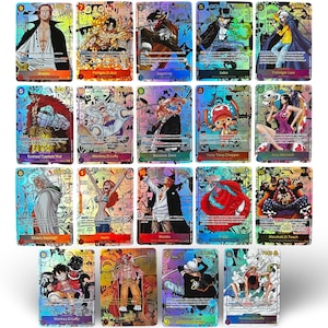 Set of 19 Handmade TEXTURED & Holographic One Piece TCG Manga Cards | OPTCG English Proxies, OP01 - OP10/EB02 Anime Trading Cards Proxy