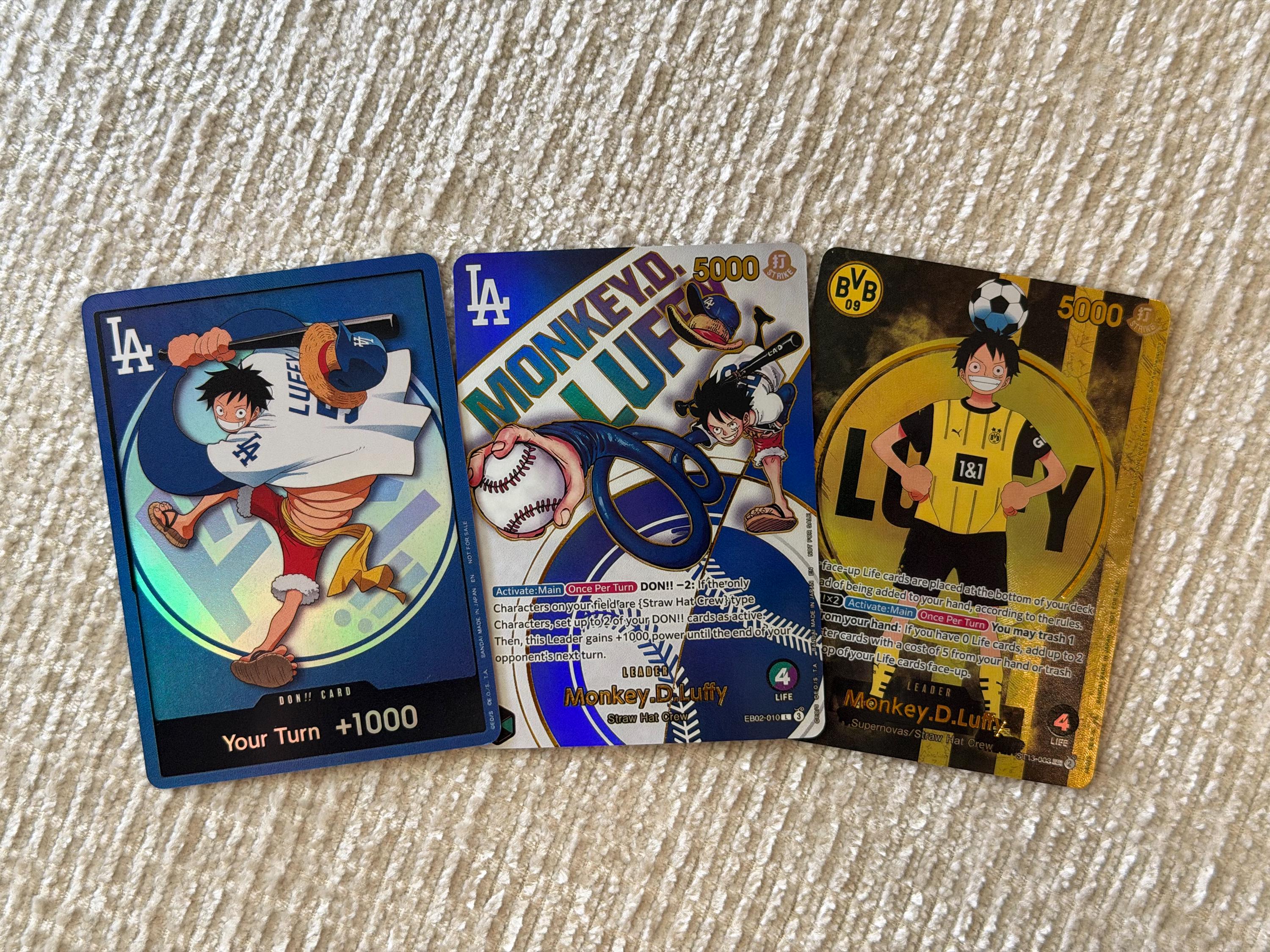 Luffy Dodgers & BVB Sports Cards | Textured Foil Custom Proxy TCG