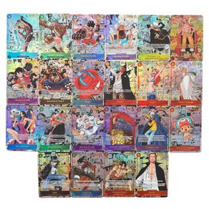 Set of 22 Handmade TEXTURED & Holographic One Piece TCG Manga Cards | OPTCG English Proxies, OP01 - OP12/PRB02 Anime Trading Cards Proxy