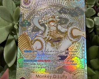 Gold Monkey D Luffy Limited Handmade Textured & Holographic One Piece TCG SP Cards | OPTCG English Proxies, OP05 Anime Trading Cards Proxy