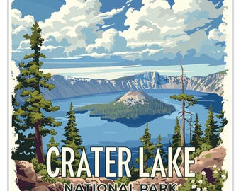 Crater Lake National Park Sticker Decal - Self Adhesive Vinyl - Weatherproof - Made In USA Hike Hiking Travel Explore Outdoors Rv Or Oregon Nps