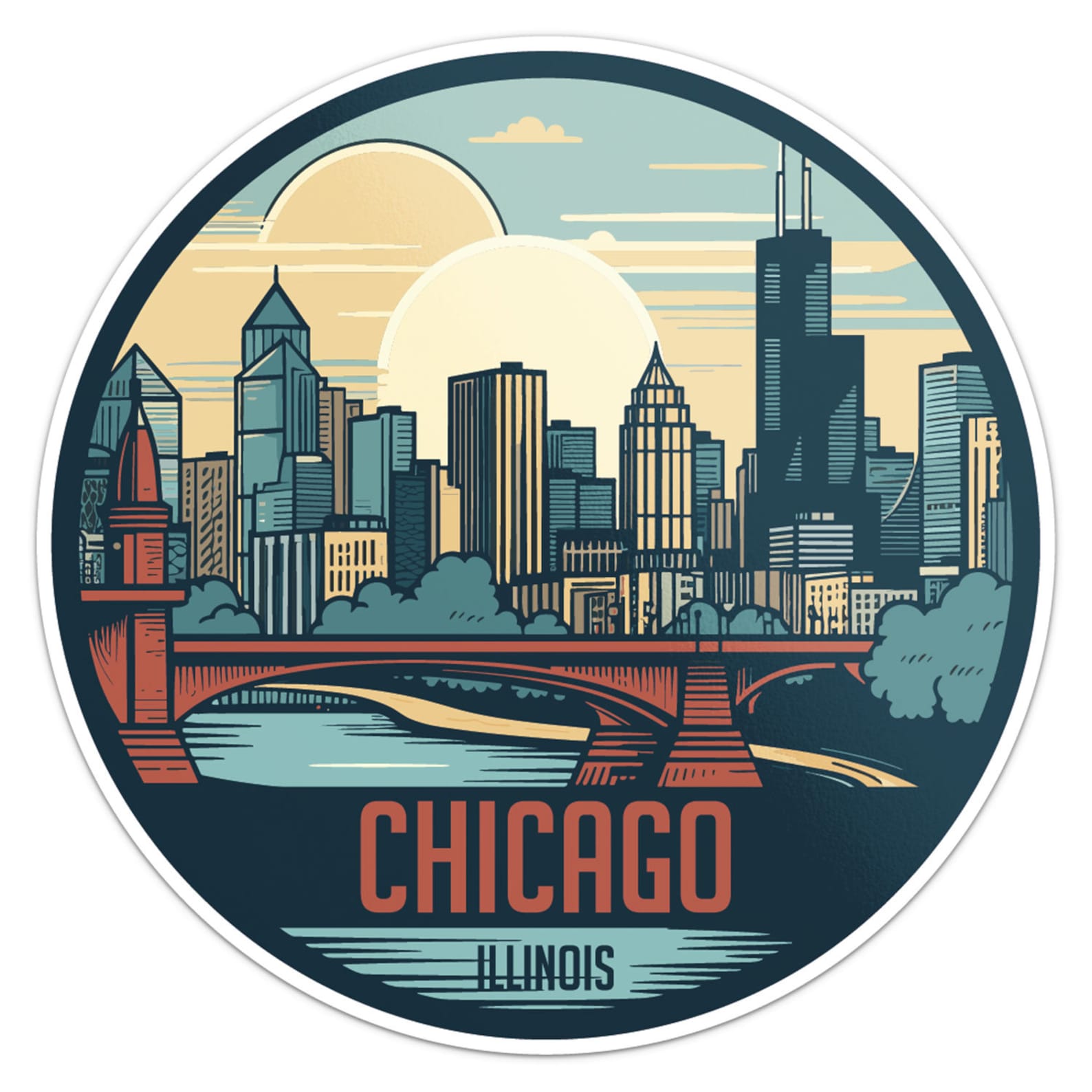 Chicago City Sticker Car Bumper Decal Etsy
