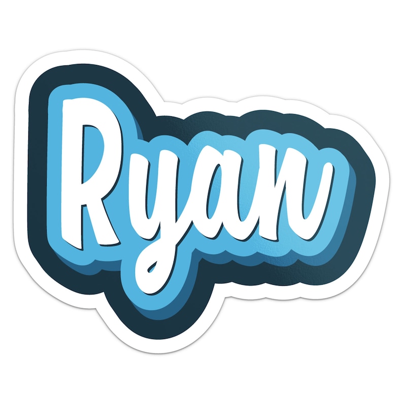 Cartoon Ryan Name Sticker Car Bumper Decal image 1