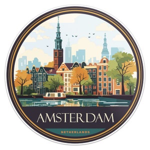 Netherlands Amsterdam City Vinyl Sticker Car Bumper Decal