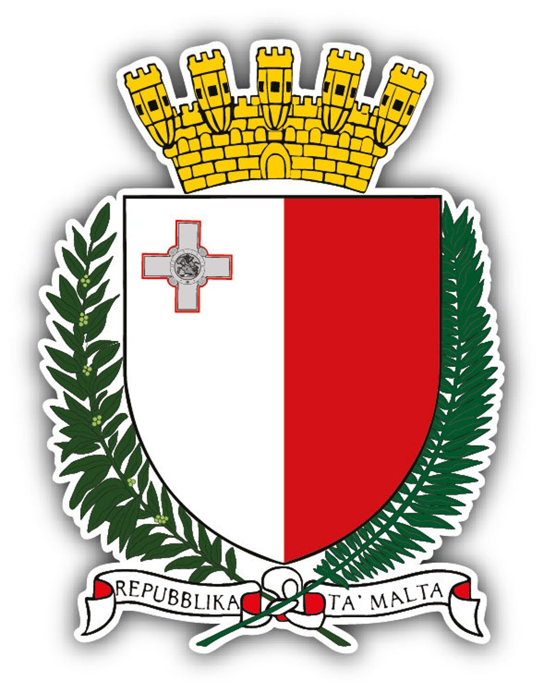 Malta Coat of Arms Car Bumper Sticker Decal Etsy