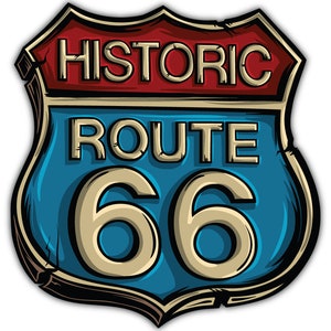 Route 66 Road Historic Vintage USA Emblem Car Bumper Sticker Decal