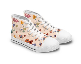 Granola girl aesthetic, magic mushroom, hippie gypsy, outdoorsy festival Women's High Top Sneakers