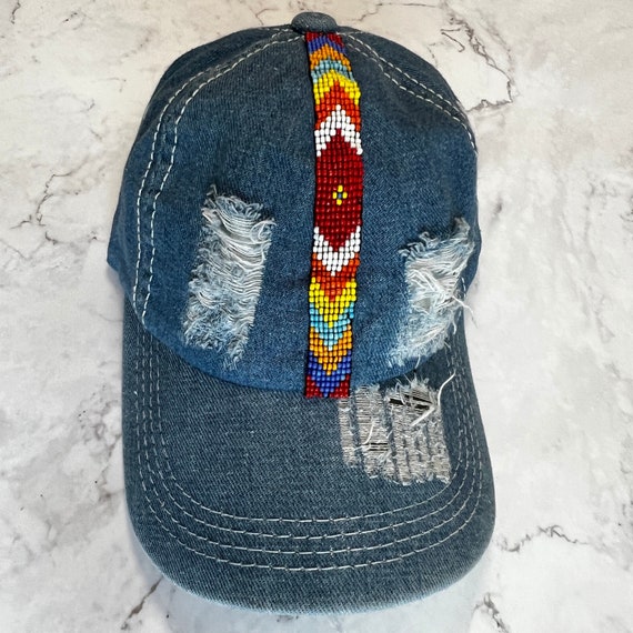 Denim Cap, Luxury Art , Beaded Cap, Beaded Denim, Beads  display picture 1