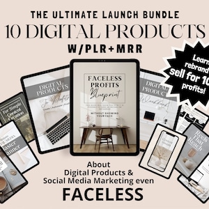 Done For You Digital Product Bundle / Faceless Social Media Marketing with Private Label Rights PLR & Master Resell Rights MRR
