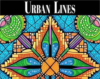 May include: A digital coloring book cover featuring a colorful mandala design with geometric shapes and a mosaic pattern. The title "URBAN LINES" is at the top of the cover, and the text "Mindful Mandalas with a Twist #2" is at the bottom.