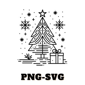 Christmas Tree Lineart Svg-Png Digital Download