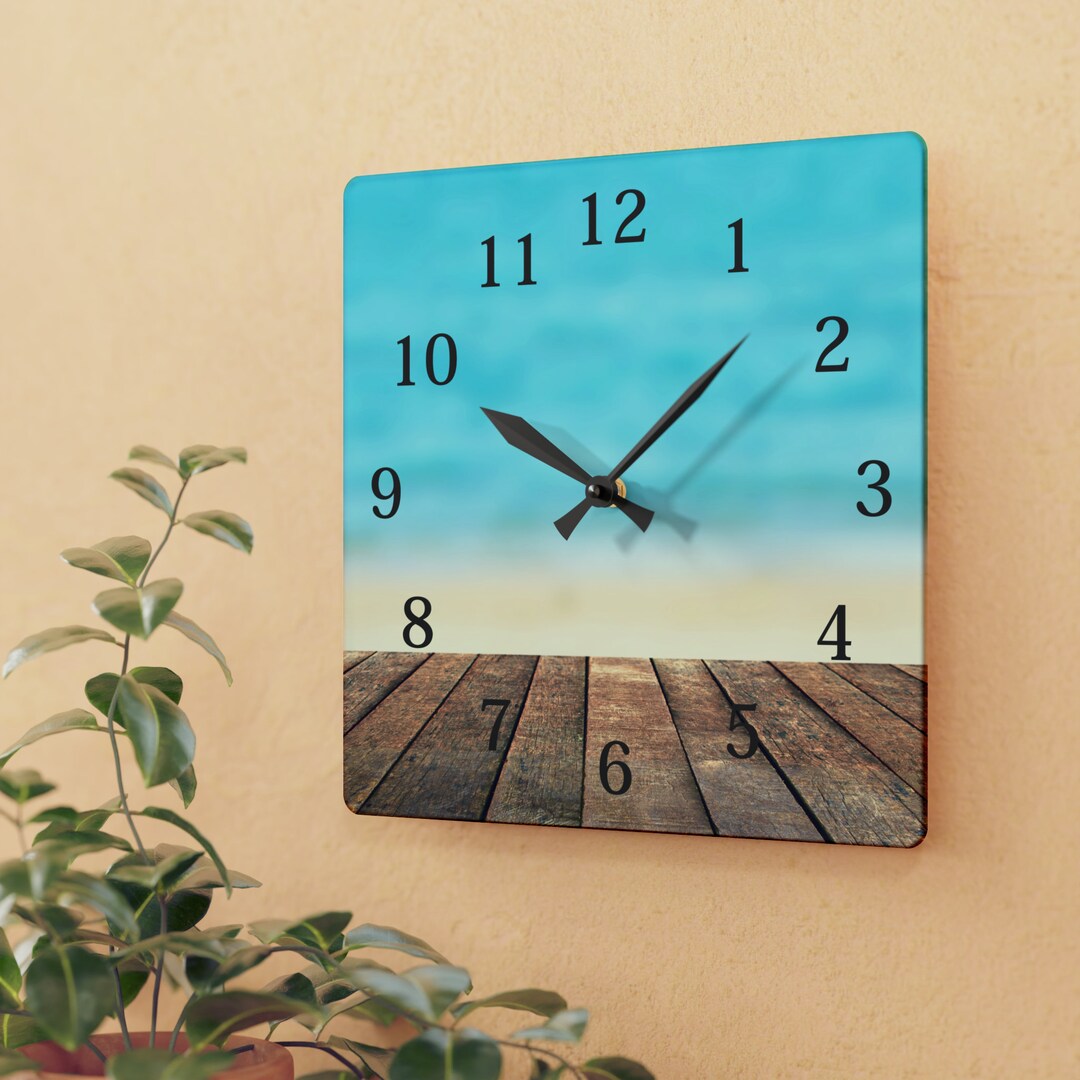 Beach Wall Clock Ocean Wall Clock Beach Wall Art Ocean Wall Etsy