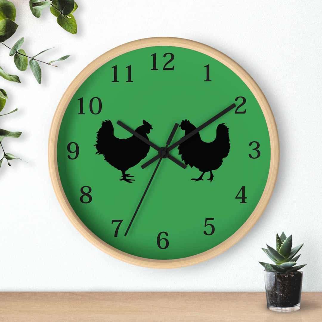 Chicken Wall Clock Hen and Rooster Wall Clock Custom Chicken Etsy