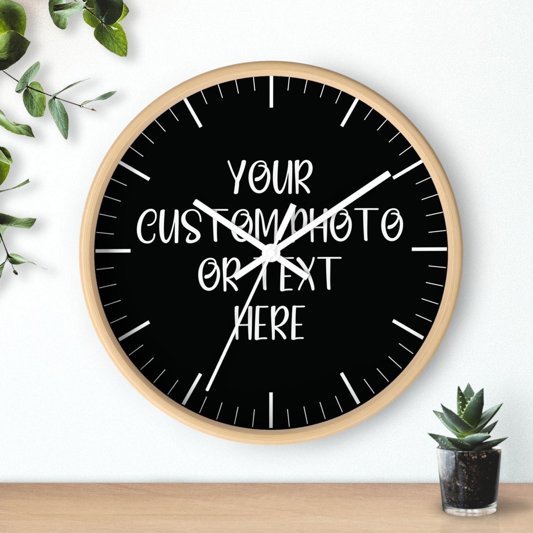Custom Wall Clock Custom Circle Wall Clock Custom Wood Frame Etsy