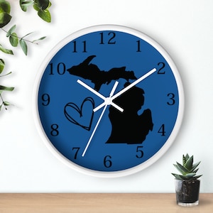 Love Michigan Wall Clock, Michigan Wall Clock, Love Michigan, Michigan Gift, Love Michigan Gift, Michigan Home Decor, Born in Michigan Gift