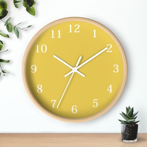 Yellow Wall Clock, Yellow Wall Clock with White Hands, Customized Wall Clocks, Customized Wall Clock, Solid Color Wall Clock, Yellow Decor