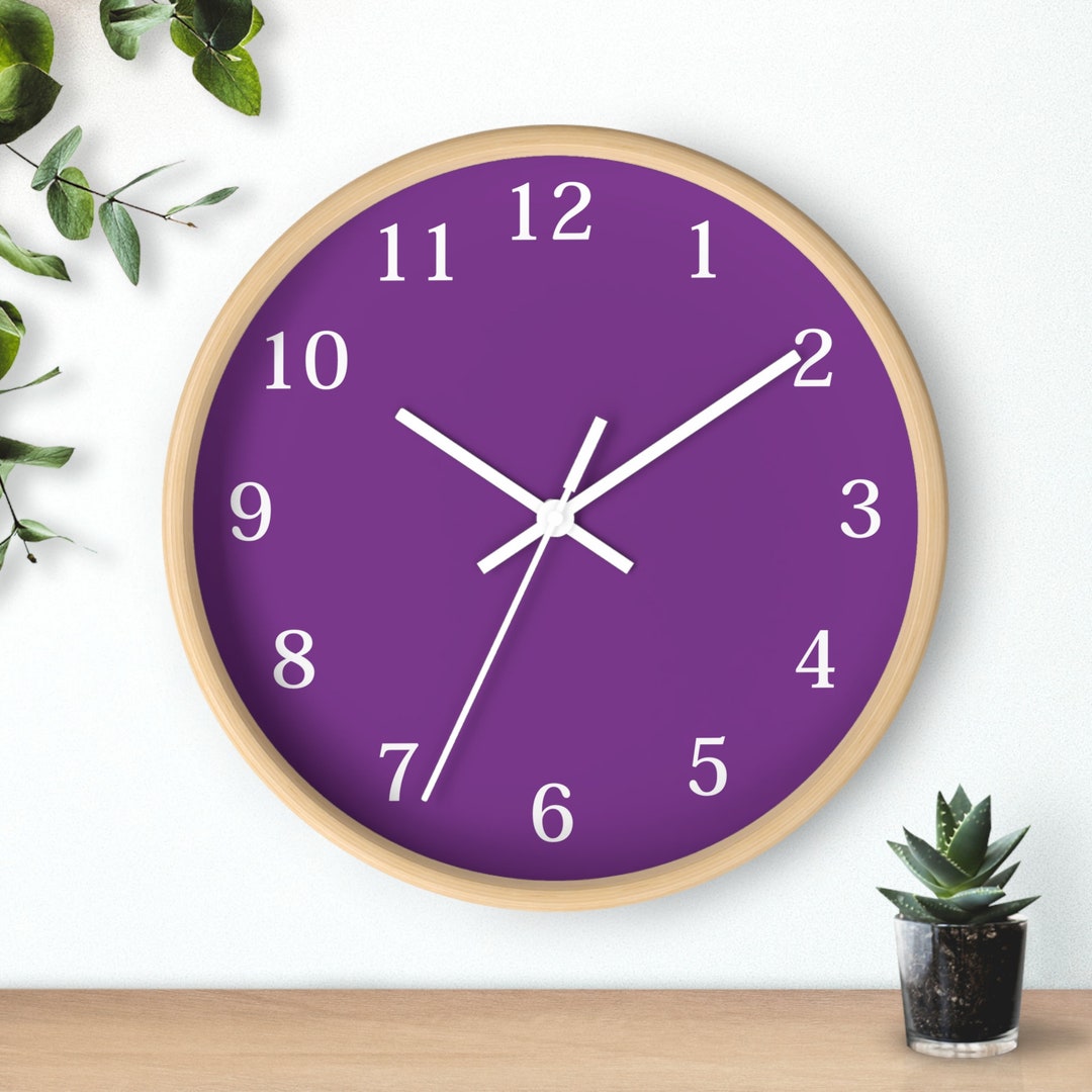 Purple Wall Clock Purple Wall Clock With White Hands Etsy