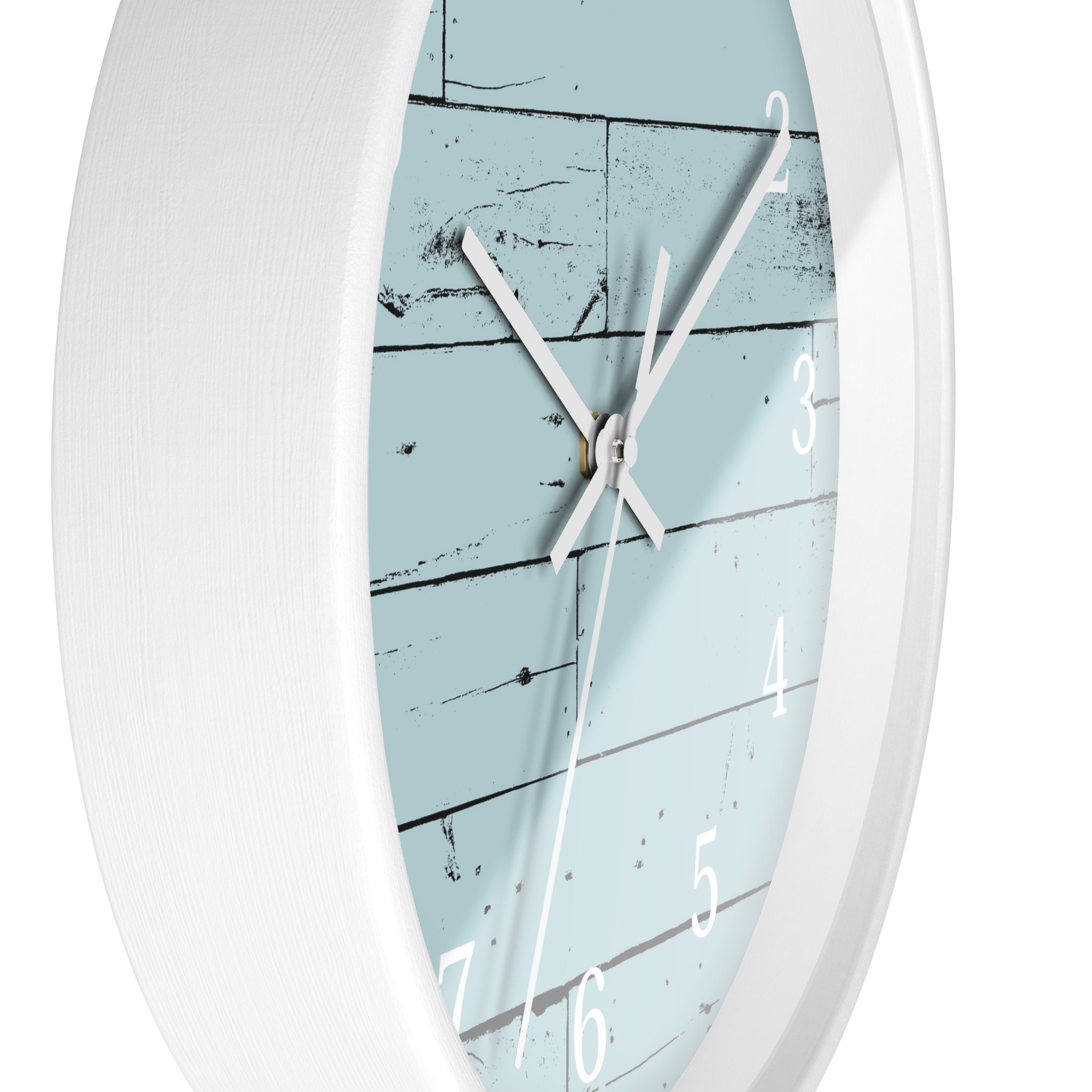 Faux Wood Blue Wall Clock, Light Blue Wall Clock, Blue Wall Clock, Blue