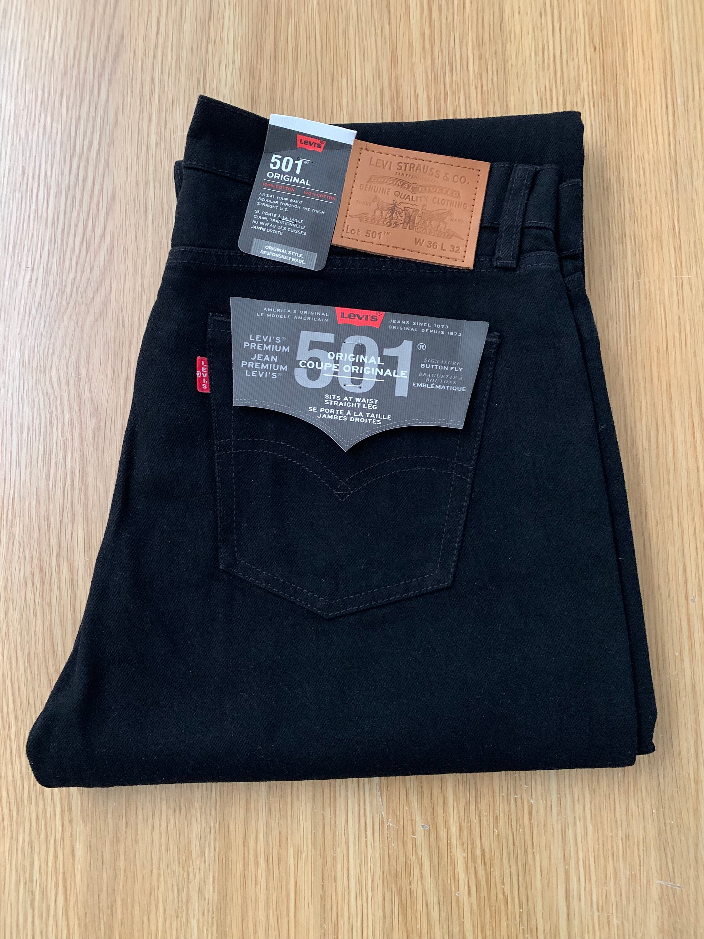 Buy Levis 501 Mens Original Fit Straight Leg Jet Black Jeans W36 L32 Online in India Etsy