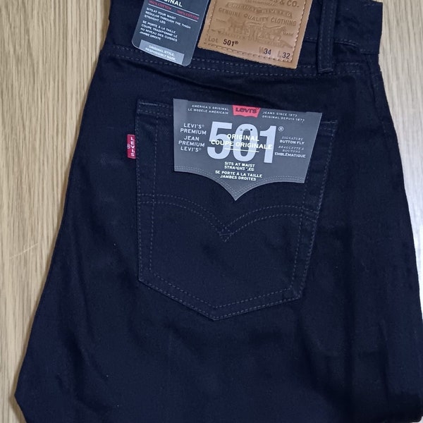 Vaqueros Levi's 501 de corte recto en negro azabache para hombre W34 L32