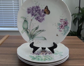 4 platos llanos Lenox Butterfly Meadow Lavender Collection de 28 cm (11") PRETTY