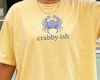 Crabby-ish Comfort Colors® T-Shirt, Funny Crab Meme Shirt, Minimalist Beach Tee, Summer Aesthetic Tshirt, Coastal Beach, A Little Crabby