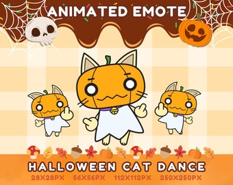 Animated Halloween Cat Emote – Pumpkin Ghost Twitch Stream (GIF)