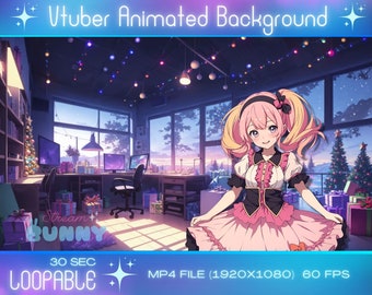 Lofi Christmas Vtuber Background: Animated Snow Scene (Digital Download)