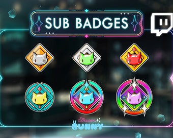Midnight Cat Stream Sub Badges: Twitch Subscriber Badges (Digital Download)