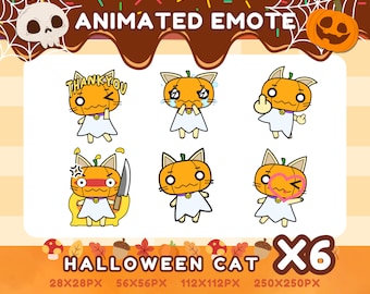 Animated Halloween Pumpkin Cat Emotes – Twitch Stream (GIF x6)