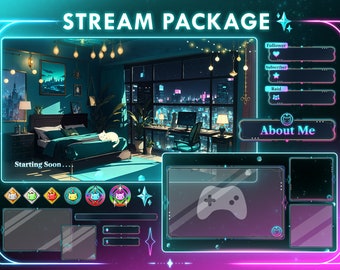 Cozy Cat Room Stream Overlay Package: Lofi Vtuber Assets (Digital Download)