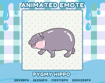 Animated Pygmy Hippo Emote – Twitch Stream Decoration (GIF Digital Download