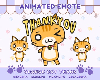 Animated Orange Cat Thank You Emote - Twitch/Discord (GIF)