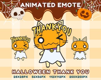 Halloween Animated Pumpkin Cat Thank You Emote (GIF)