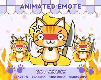 Angry Cat Animated Emote – Kawaii Twitch Stream (GIF)