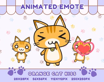 Animated Cat Kiss Emote – Kawaii Twitch Stream Overlay (GIF) Digital Download